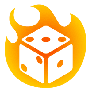 Burning Dice Icon with Flames
